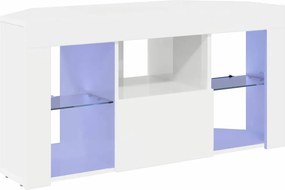 vidaXL Γωνιακός LED Τηλεοπτικός Κάμπινγκ Υψηλή γυαλιστερή Λευκή