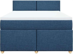 vidaXL Κρεβάτι Boxspring με Στρώμα Μπλε 140x190 εκ. Υφασμάτινο
