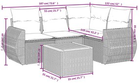 vidaXL Σετ Καναπέ Κήπου 5 τεμ. Μπεζ Συνθετικό Ρατάν με Μαξιλάρι