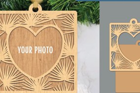 Intra απο ξύλο plywood 3mm-4mm πάχος – Κορνίζα φωτογραφιών με κομμένα λέιζερ τροπικά φύλλα Δίασταση  20x20 cm INTRAFABR-106020398