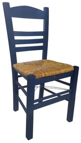 ΣΙΦΝΟΣ Καρέκλα Οξιά Βαφή Εμποτισμού Ανιλίνη Μπλε, Κάθισμα Ψάθα  41x45x88cm [-Μπλε-] [-Ξύλο/Ψάθα-] Ρ969,Ε3