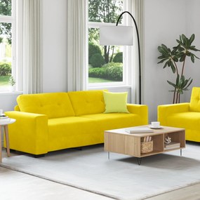 vidaXL Σετ Καναπέ 2 Τεμαχίων με Μαξιλάρια Κίτρινο Βελούδο