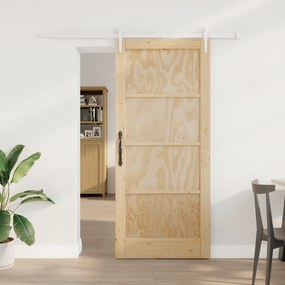 vidaXL Συρόμενη Πόρτα με Σετ Υλικών 86x198.5 εκ. Μασίφ Ξύλο Πεύκου