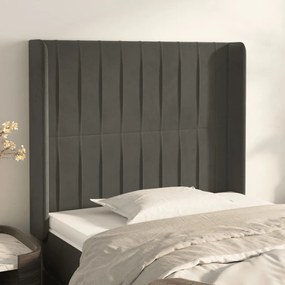 Κεφαλάρι με Πτερύγια Σκούρο Γκρι 83x16x118/128εκ.Βελούδινο 3119849