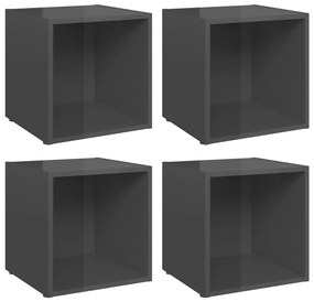 vidaXL Έπιπλα Τηλεόρασης 4 τεμ. Γυαλ. Γκρι 37x35x37 εκ. Επεξ. Ξύλο
