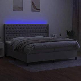 vidaXL Κρεβάτι Boxspring με Στρώμα &amp; LED Αν.Γκρι 200x200εκ. Υφασμάτινο