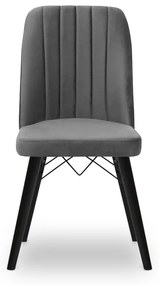 Καρέκλα τραπεζαρίας Carla Megapap από βελούδο χρώμα γκρι - μαύρο πόδι 45x46x90εκ. - Βελούδο - GP044-0003,2