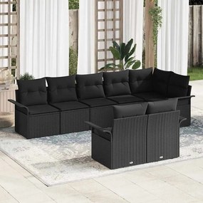 vidaXL Σετ Καναπέ Κήπου με μαξιλάρι 8 pcs Μαύρο Πολυ ράταν