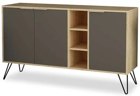Μπουφές Clara 119-001063 142x35.5x82cm Light Oak-Anthracite Μελαμίνη,Μέταλλο
