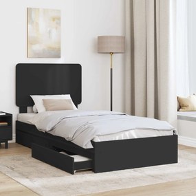 vidaXL Κρεβάτι Αποθήκης Μαύρο 100 x 200 cm Επεξεργασμένο Ξύλο