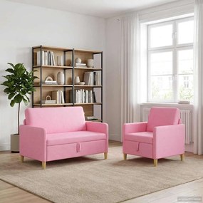 vidaXL Σαλονάκι Σετ Με Αποθηκευτικό Χώρο 2 pcs Ροζ Πολυεστέρας
