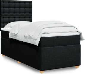 vidaXL Κρεβάτι Boxspring με Στρώμα Μαύρο 80 x 200 εκ. Υφασμάτινο