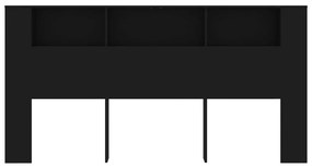 Κεφαλάρι Με Αποθηκευτικό Χώρο Μαύρο 200x18,5x104,5 εκ. - Μαύρο