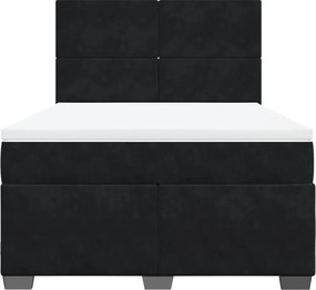 vidaXL Κρεβάτι Boxspring με Στρώμα Μαύρο 140x190 εκ. Βελούδινο