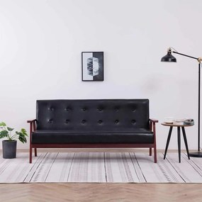 vidaXL Καναπές Τριθέσιος Μαύρος από Συνθετικό Δέρμα