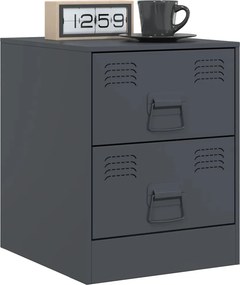 vidaXL Κομοδίνα 2 τεμ. Ανθρακί 34,5 x 39 x 44 εκ. από Χάλυβα