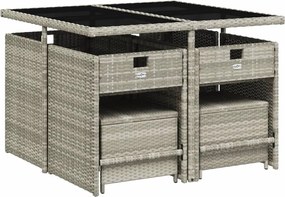 vidaXL Σετ Τραπεζαρίας Κήπου 9 τεμ. Αν. Γκρι Συνθ. Ρατάν με Μαξιλάρια