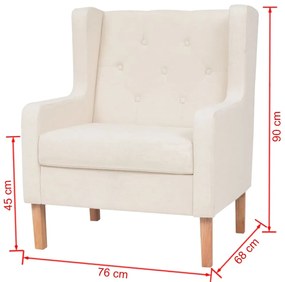 vidaXL Πολυθρόνα Λευκό Κρεμ Υφασμάτινη