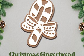 Σετ των 3 Intra απο ξύλο plywood 3mm-4mm πάχος Χριστουγεννιάτικο στολίδι με μελόψωμο με λέιζερ Δίασταση 8x8 cm INTRAFABR-81326249