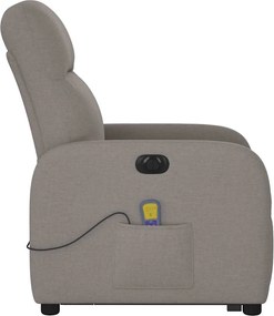 vidaXL Πολυθρόνα Μασάζ Ηλεκτρική Ανακλ.Taupe Υφασμάτινη