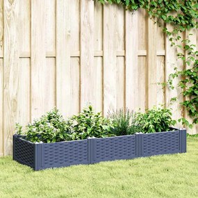 vidaXL Ζαρντινιέρα με Πασσάλους Μπλε Γκρι 125x40x28,5 εκ. Πολυπροπυλένιο