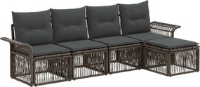 vidaXL Σετ Καναπέ Κήπου 5 pcs Γκρι συνθετικό ρατάν