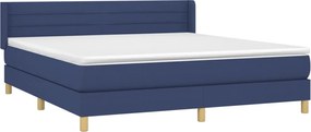 vidaXL Κρεβάτι Boxspring με Στρώμα Μπλε 180x200 εκ. Υφασμάτινο