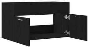 vidaXL Νιπτήρας με Ντουλάπι Μαύρη Δρυς 90x38,5x46 εκ. Επεξεργασμένο Ξύλο