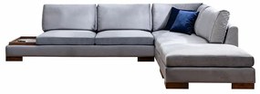 Γωνιακός καναπές PWF-0506 pakoworld αριστερή γωνία ύφασμα σκούρο γκρι-καρυδί 313x193x80εκ