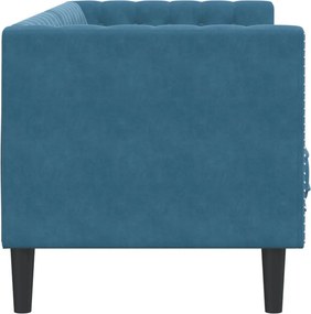 vidaXL Καναπές Διθέσιος Chesterfield με Στηρίγματα Μπλε Βελούδο