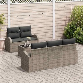 vidaXL Σετ Καναπέ Κήπου 6 pcs Γκρι 55 x 55 x 37 εκ Πολυ ράταν