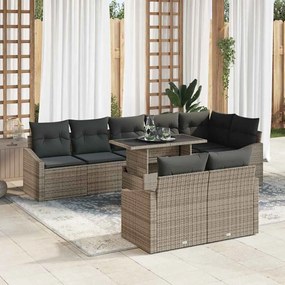 vidaXL Σετ Καναπέ Κήπου με μαξιλάρι 9 pcs Γκρι 100 x 55 x 73 εκ