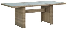 vidaXL Τραπεζαρία Κήπου Καφέ 200x100x74 εκ. από Γυαλί/Συνθετικό Ρατάν