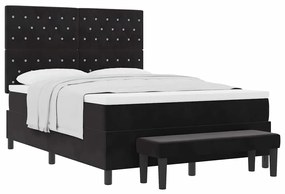 vidaXL Κρεβάτι με ελατήρια με στρώμα Μαύρο 160 x 200 cm Βελούδο