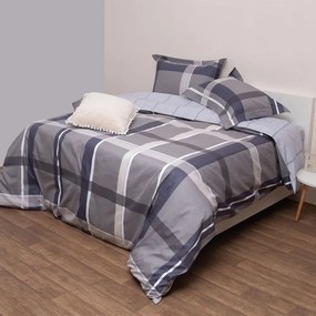 Πάπλωμα Νιούτον (Σετ 3τμχ) Grey Viopros Queen Size 220x240cm 100% Cotton Satin