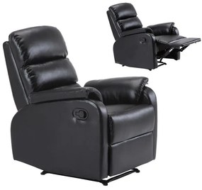 COMFORT Πολυθρόνα Relax Σαλονιού - Καθιστικού, PU Μαύρο 79x97x101cm Ε9732,2