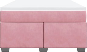 vidaXL Κρεβάτι Boxspring με Στρώμα Ροζ 160x200 εκ. Βελούδινο
