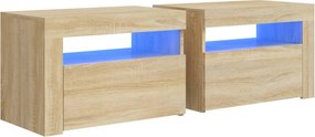 vidaXL Κομοδίνα με LED 2 τεμ. Sonoma Δρυς 60 x 35 x 40 εκ.