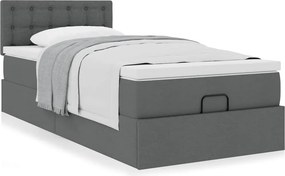 vidaXL Οθωμανικό κρεβάτι με στρώμα σκούρο γκρι 90x190cm ύφασμα