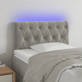Κεφαλάρι Κρεβατιού LED Ανοιχτό Γκρι 80x7x78/88 εκ. Βελούδινο 3121978