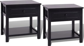 vidaXL Κομοδίνα 2 τεμ. Μαύρα Ξύλινα