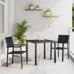 vidaXL Σετ 3 Τεμαχίων Για Δείπνο Κήπου Μαύρη Πολλή Ρατάν