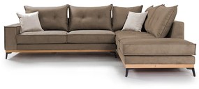 Γωνιακός καναπές αριστερή γωνία Luxury II pakoworld ύφασμα mocha-cream 290x235x95εκ - Ύφασμα - 168-000009