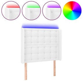 vidaXL Κεφαλάρι Κρεβατιού LED Λευκό 83x16x118/128 εκ.Συνθετ. Δέρμα