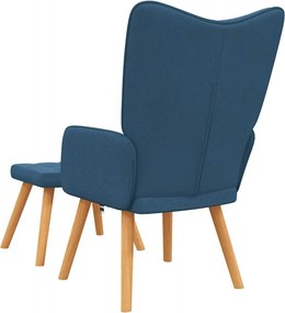 vidaXL Πολυθρόνα Relax Μπλε Υφασμάτινη με Σκαμπό