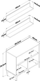 Ντουλάπι Λευκό / Καρυδί FAMAU 90.2x40x78.6