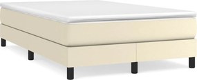 vidaXL Κρεβάτι Boxspring με Στρώμα Κρεμ 120x200εκ. από Συνθετικό Δέρμα