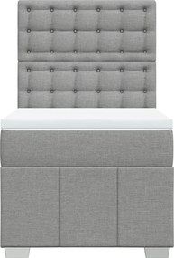vidaXL Κρεβάτι Boxspring με Στρώμα Ανοιχτό Γκρι 80x200 εκ. Υφασμάτινο