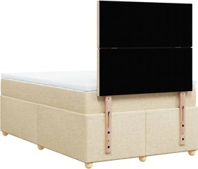 vidaXL Κρεβάτι Boxspring με Στρώμα Κρεμ 120x200 εκ. Υφασμάτινο