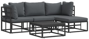 vidaXL Σετ Καναπέ Κήπου 5 pcs Μαύρο 213 x 141.5 x 71 εκ Αλουμίνιο